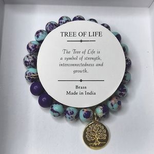 Tree Of Life Bracelet Turquoise & Purple Crystals.